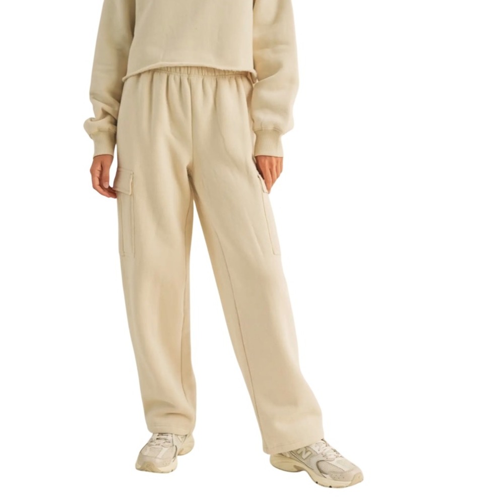 Miou Muse Women's Elastic‎ Waist Straight Leg Comfy Cargo Sweatpants Size Large